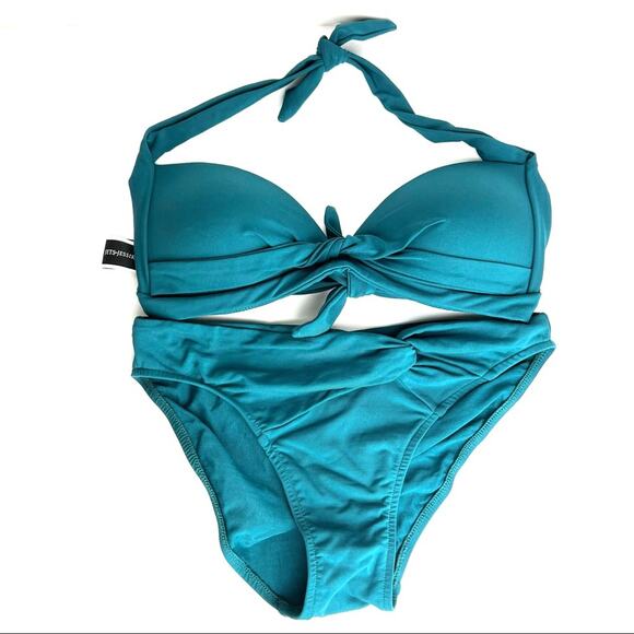 Jets by Jessika Allen Teal 2-Piece Push-Up Halter Bikini Set 6/8 - Picture 1 of 10